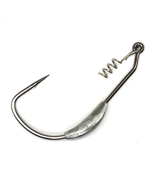 Gamakatsu Superline Weighted Worm Hook with Spring Lock, Size 5/0, 1/4 oz, Needle Point, Extra Wide Gap, NS Black, 4 per Pack