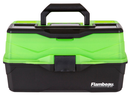 Flambeau 3-Tray Tackle Box- Frost Green/Black, w/Flip-top lid accessory compartment