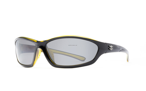 Calcutta Backspray Sunglasses Shiny Black/Sil Mirror/ Yellow 66mm Lens
