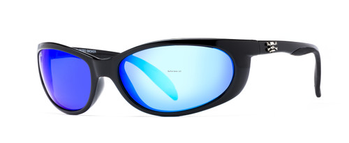 Calcutta Smoker Sunglasses Shiny Black/Blue Mirror 60mm Lens
