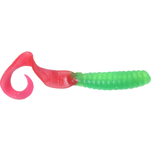 Got-Cha Curl Tail Grub Fishing Lure 4", Lime Green Firetail, 20 Pk