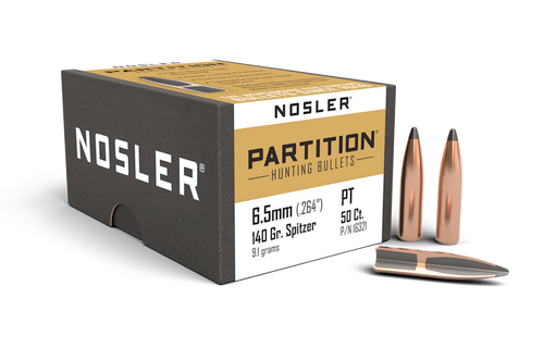 Nosler Rifle Bullets 6.5mm, 140Gr Partition Spitzer (.264), Box of 50