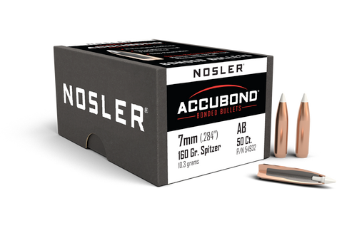 Nosler Accubond Rifle Bullets 7mm, 160Gr (.284), Box of 50