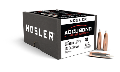 Nosler Accubond Rifle Bullets 6.5 cal, 130GR (.264), Box of 50