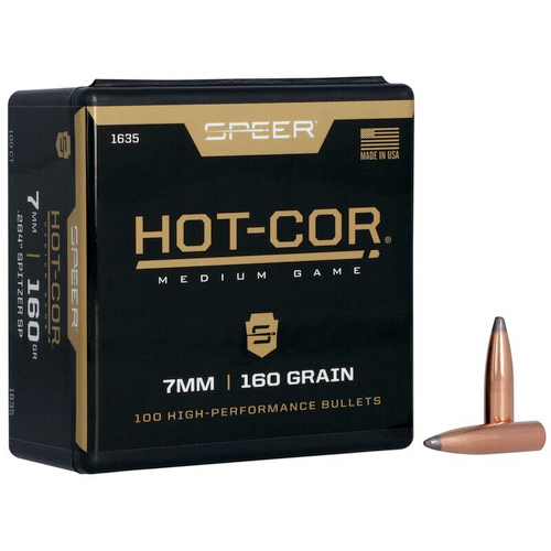 Speer Rifle Hunting Hot-Cor Bullets .284, 160gr SPTZ Bullet, Box of 100