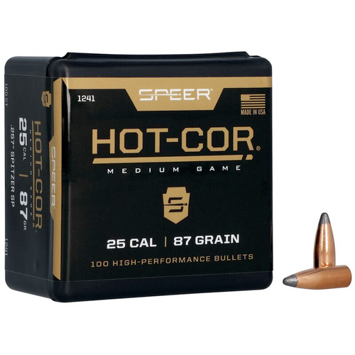 Speer Rifle Hunting Hot-Cor Bullets .257, 87gr SPTZ SP, Box of 100