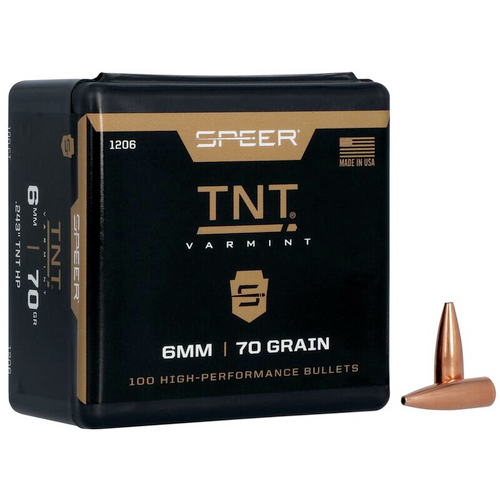 Speer Varmint Hunting TNT Bullets .243, 70gr TNT HP, Box of 100