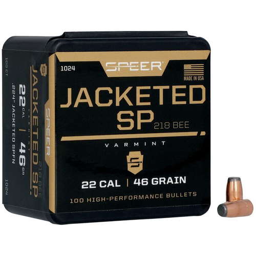 Speer Varmint Hunting Jacketed SP Bullets .224, 46gr FN/CANN, Box of 100