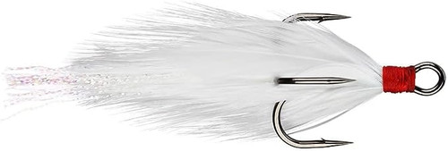 Gamakatsu Feathered Treble Hook, Size 4, White Feather, 2 Pack