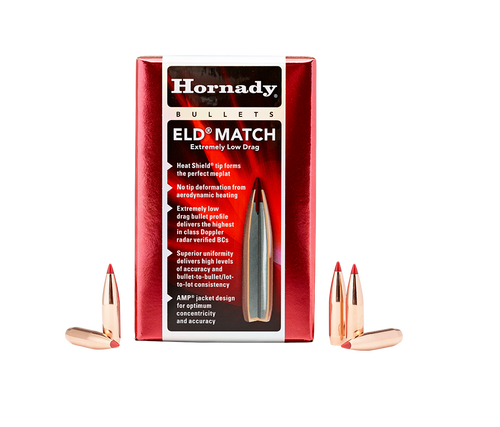 Hornady ELD Match Rifle Bullets, 30 CAL (.308") 168 Gr, Box of 100