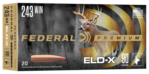 Federal Rifle Ammo 243 Win, 90 GR ELD-X, 20 Rnds