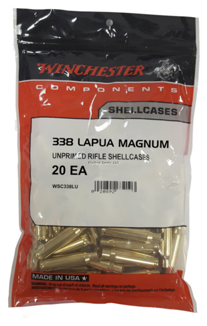 Winchester Unprimed Reloading Brass 338 Lapua Magnum, 20 Count