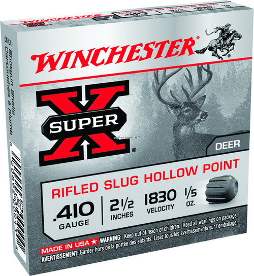 Winchester Super-X Rifled Slugs 410 GA, 2-1/2 in, 1/5oz, 5 Rnd per Box