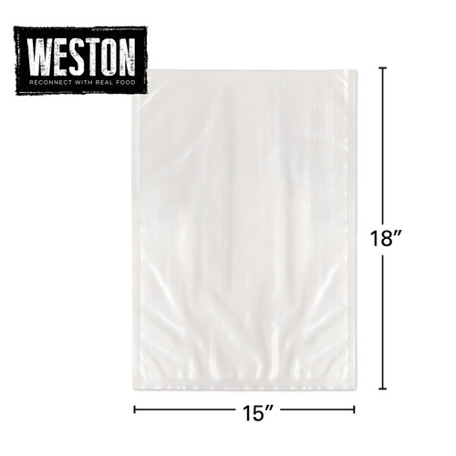 Weston Vacuum Sealer Bags, Commercial Grade, 15" X 18" (Extra Large) 100 Count, 2-Ply 3.0 Mil