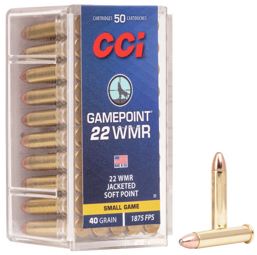 CCI Gamepoint Rimfire Rifle Ammo 22 WMR, JSP, 40 Grains, 1875 fps, 50 Rnds