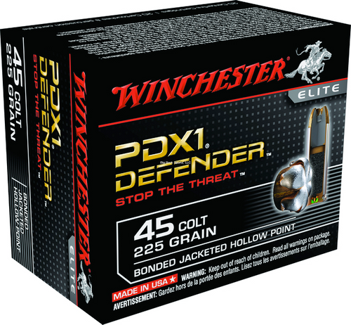 Winchester Defender Elite PDX1 Pistol Ammo 45 LC, BJHP, 225 Gr, 850 fps, 20 Rnds