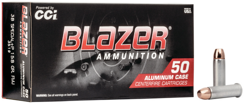 CCI 3519 Blazer Centerfire Pistol Ammo 38 Special+P 158Gr FMJ, 50 Rnds