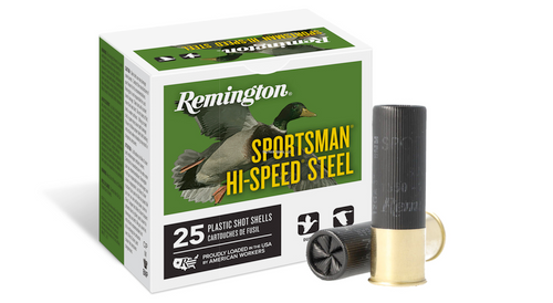 Remington Sportsman Hi-Speed Steel Shotshell 12 GA, 3 in, No. 4, 1-1/8oz, Max Dr, 1550 fps, 25 Rnds