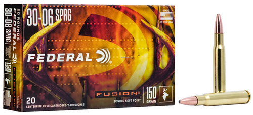 Federal Fusion Rifle Ammo 30-06 SPR, 150 Grains, 2900 fps, 20 Rnds