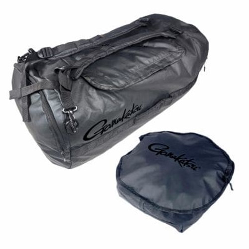 Gamakatsu Hybrid Duffle Backpack Gear Bag, Water Resistant, 110 Litre, Packable w/Carrying Case, 30"x15.5"x13", Black