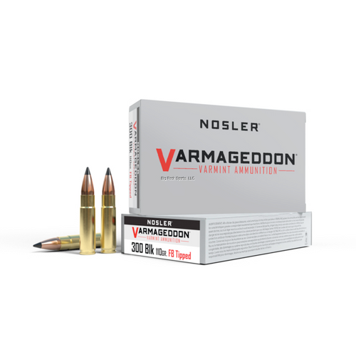 Nosler Varmageddon Rifle Ammo 300 AAC, FB Tipped, 110 Grains, 2150 fps, 20 Rnds