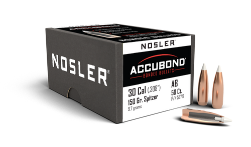 Nosler Accubond Rifle Bullets 30 Cal, 150Gr (.308), Box of 50