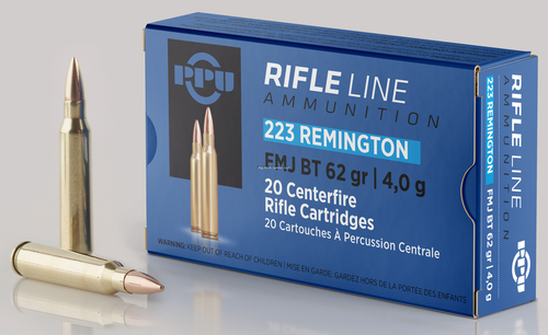 PPU 223 Rem FMJ BT, 62 Gr, 20 Rounds