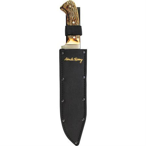 Uncle Henry Bowie. 9.875" Clip Point Blade, 15.25" Overall Length, Satin Finish, Polyester Sheath