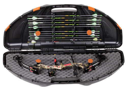 Flambeau Safe Shot Compound Bow Case, Compound Bow 12 Arrow Rubber Racking System, Black