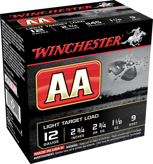 Winchester AA Shotshell 12 GA, 2-3/4", 1-1/8oz, 2-3/4Dram, 25 Rnds