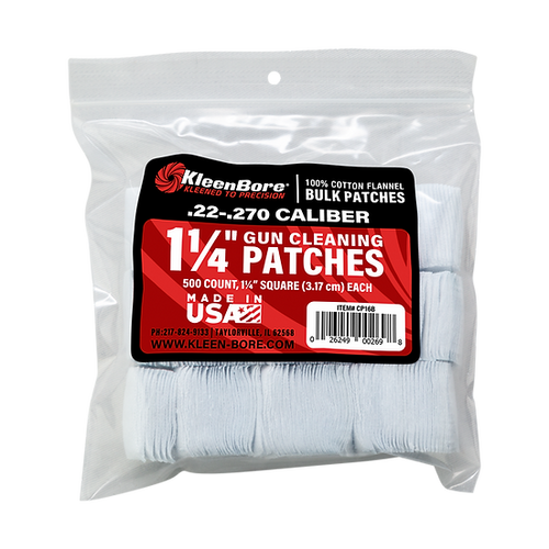 KleenBore 1-1/4" .22-.270 Cal Cleaning Patches, 500 Pack