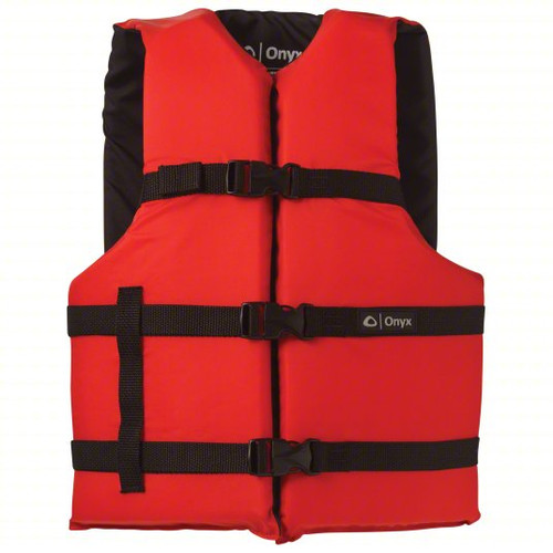 Onyx General Purpose Life Vest Adult PFD, Red, Universal Size