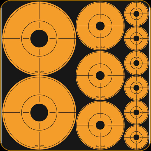 Pro-Shot Assorted 1" 2" 3" Orange Targets, 10 Sheets