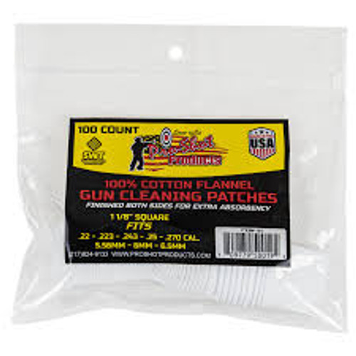 Pro-Shot 1 1/8" Square Cleaning Patch, .22-270 Cal, 100 Pack