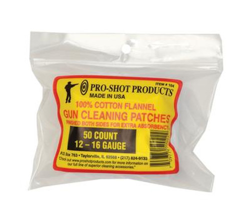 Pro-Shot 3" Square Cleaning Patches, 12-16 Ga, 50 Pack