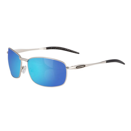 Spiderwire SPW006 Sunglases, Silver Frame/ Blue Mirror (Grey Base) Lens, M/L