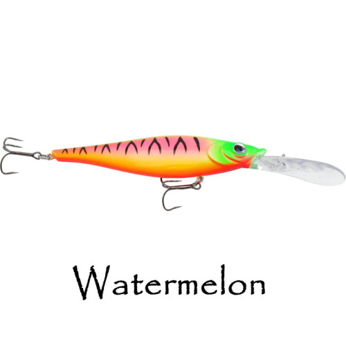 Walleye Nation Creations WNC Reaper, Deep Diving Crank Bait, Size 4.5", 25' Diving Depth, #4 Hook Size, Watermelon