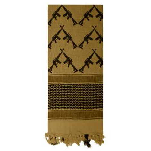 Rothco Crossed Rifles Shemagh Tactical Desert Keffiyeh Scarf, Coyote Brown