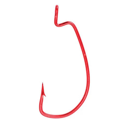 Eagle Claw Lazer Sharp Worm Hook, Size 3/0, Needle Point, Extra Wide Gap, Non-Offset, Red, 5 per Pack