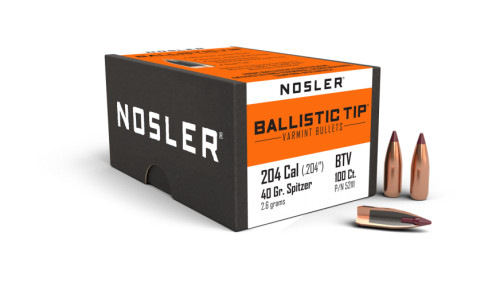 Nosler Rifle Bullets 20Cal 40Gr Ballistic Tip SP/Maroon Tip 100Pk