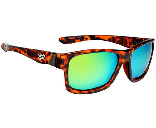 Strike King Sunglasses Pro Shiny Tortoiseshell Frame, Green Mirror Lens