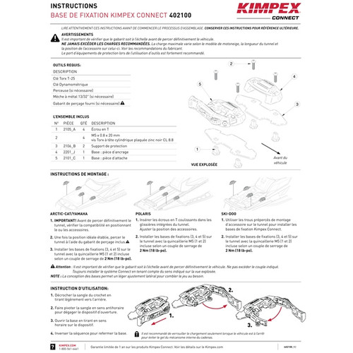 Kimpex Connect Connect mounting bases for snowmobile accessories - 402200