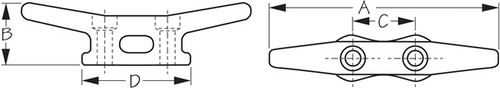 Sea Dog Open Base Cleat - Flat Head - 700544