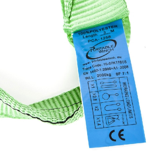 Portable Winch Polyester Slings 2900 kg (basket style), 2180 kg (chocker style) - 078008 Portable Winch Polyester Slings 2900 kg (basket style), 2180 kg (chocker style) - 078008