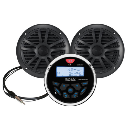 Boss Audio Audio Receiver Kit with Speaker Black Marine - 2 - 180 W - 732581