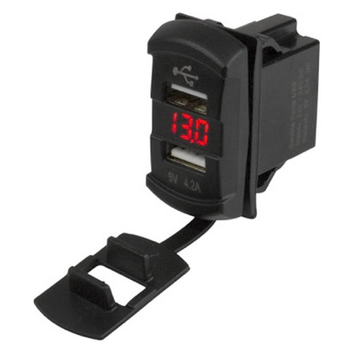 Sea Dog Double USB Voltmeter - 738178