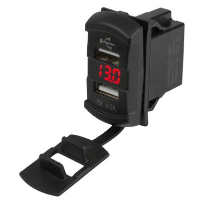 Sea Dog Double USB Voltmeter - 738178