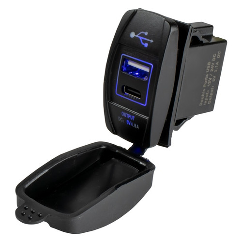 Sea Dog USB & USB-C Rocker Switch Style Power Socket - 738180