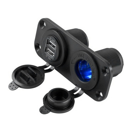 Sea Dog Double USB and Power Socket Panel - 738232