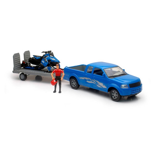 New Ray Toys Pick Up Scale Model with Polaris Snowmobile - 202890